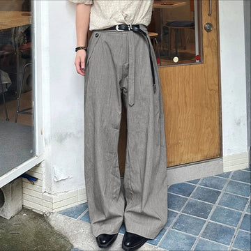 AIDASE  -  Men Pants Solid Color Loose Button Joggers Casual Straight Trousers Men Streetwear 2025 Fashion Male Long Pants S-5XL aidase-shop
